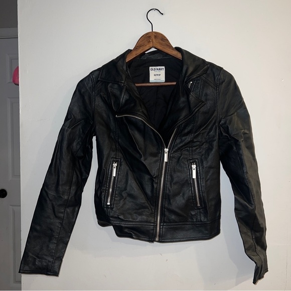 OLD NAVY Women’s Black Faux Leather Moto Jacket Size XS - Picture 1 of 4